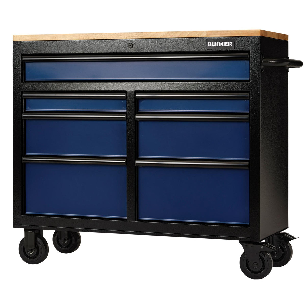 BUNKER Profi Werkbank 41 Zoll, 104 cm - Blau - Werkbank mit Schubladen - 7 - Werkbank mit Rollen - D08222