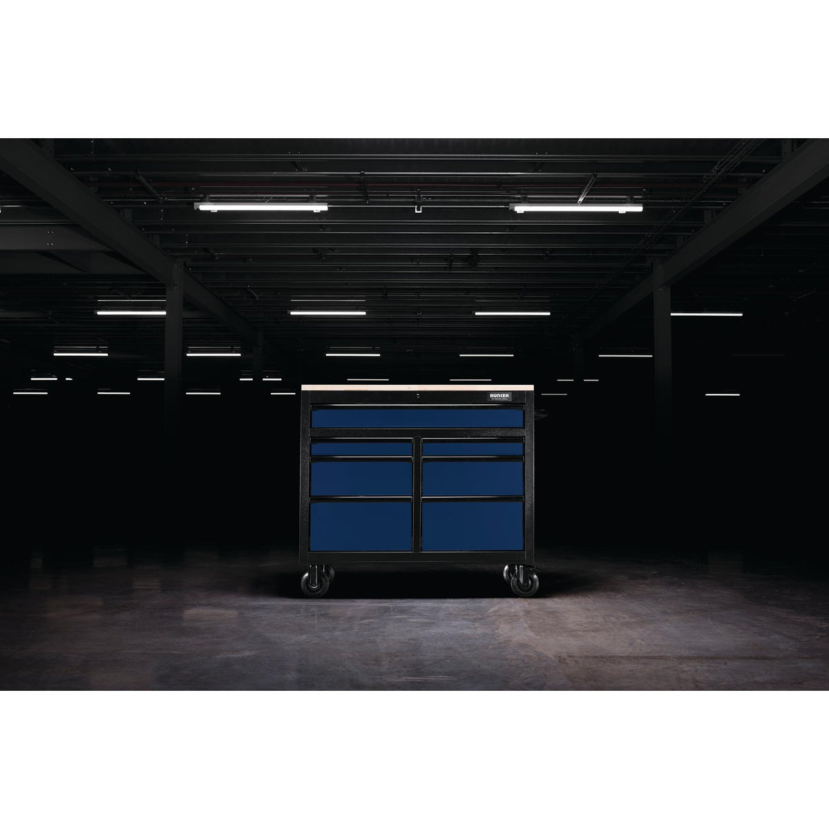 BUNKER Profi Werkbank 41 Zoll, 104 cm - Blau - Werkbank mit Schubladen - 7 - Werkbank mit Rollen - D08222