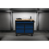 BUNKER Profi Werkbank 41 Zoll, 104 cm - Blau - Werkbank mit Schubladen - 7 - Werkbank mit Rollen - D08222