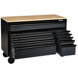 BUNKER Profi Werkbank mit Schubladen 56 Zoll, 155 cm - Grau - 56 Zoll, 155 cm - Werkbank mit Rollen - 10 Schubladen - D08227