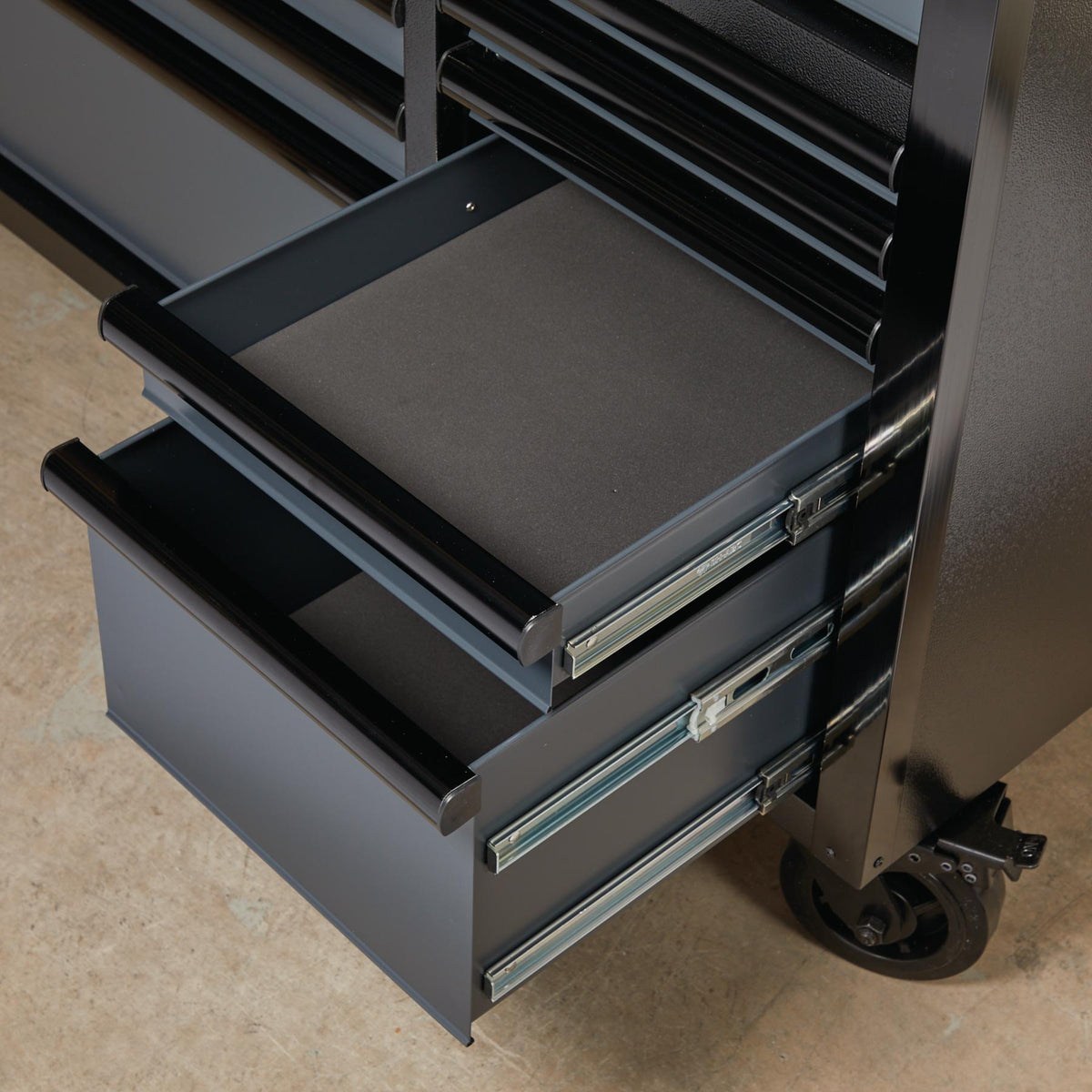 BUNKER Profi Werkbank mit Schubladen 56 Zoll, 155 cm - Grau - 56 Zoll, 155 cm - Werkbank mit Rollen - 10 Schubladen - D08227