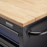BUNKER Profi Werkbank 56 Zoll, 155 cm - Blau - Werkbank mit Schubladen - 10 - Werkbank mit Rollen - D08237