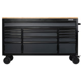 BUNKER Profi Werkbank 61 Zoll (155 cm) Grau - Werkbank mit Rollen - Werkbank mit Schubladen 15 - D08238