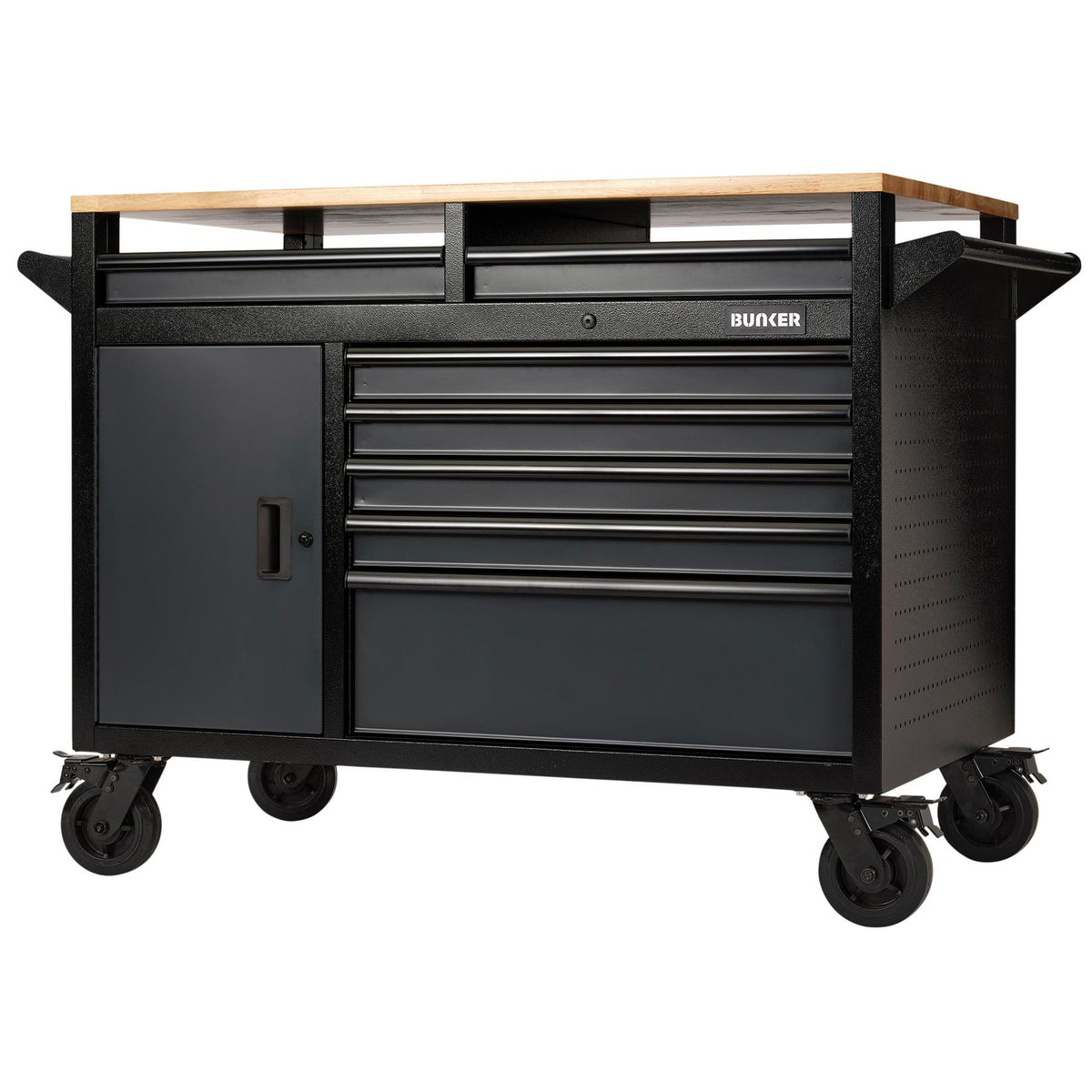 BUNKER Profi Werkbank mit Rollen 48 Zoll (122 cm) Grau - Multifunktionaler Werkbank mit Schubladen - D08251