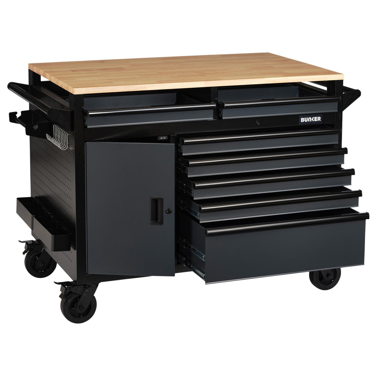 BUNKER Profi Werkbank mit Rollen 48 Zoll (122 cm) Grau - Multifunktionaler Werkbank mit Schubladen - D08251