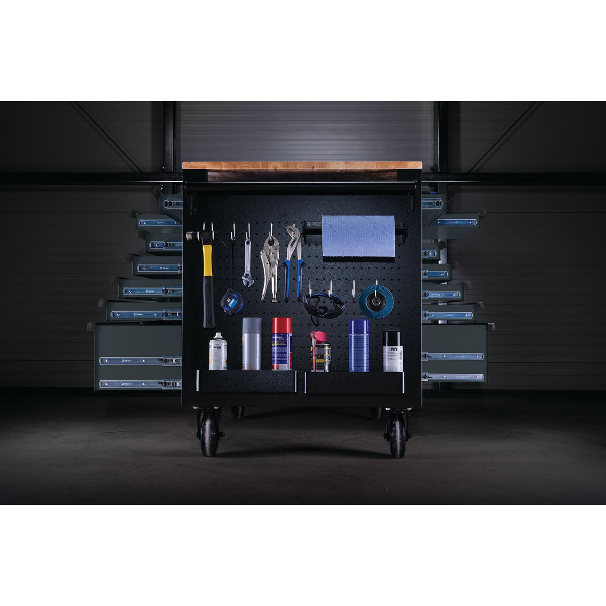 BUNKER Profi Werkbank mit Rollen 48 Zoll (122 cm) Grau - Multifunktionaler Werkbank mit Schubladen - D08251