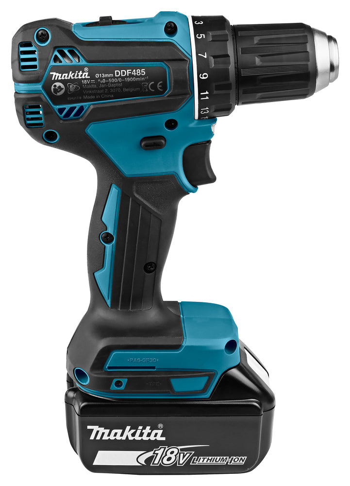 Makita Akku-Bohrschrauber 18V | Brushless, Vollmetall-Getriebe & 21 Drehmomentstufen - DDF485RTJ