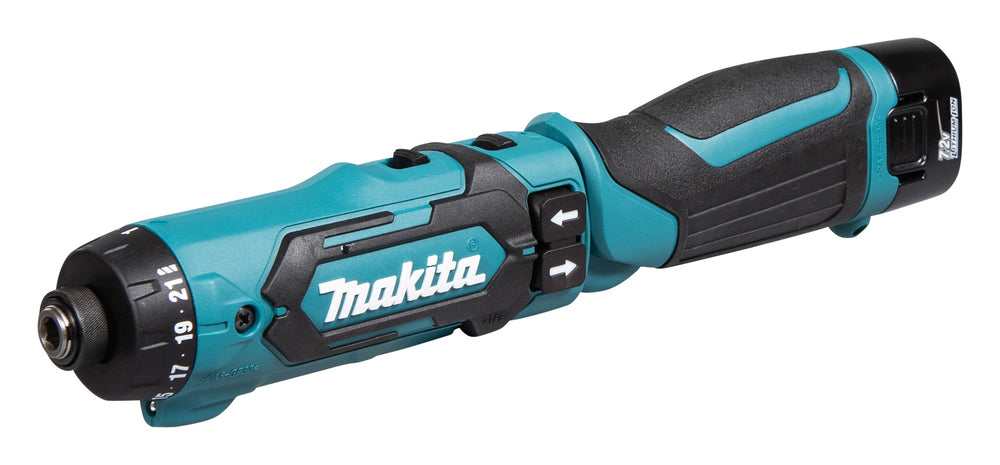 Makita Akku-Knickschrauber 7,2V | kompakt, leicht & präzise mit 21 Drehmomentstufen - DF012DSE