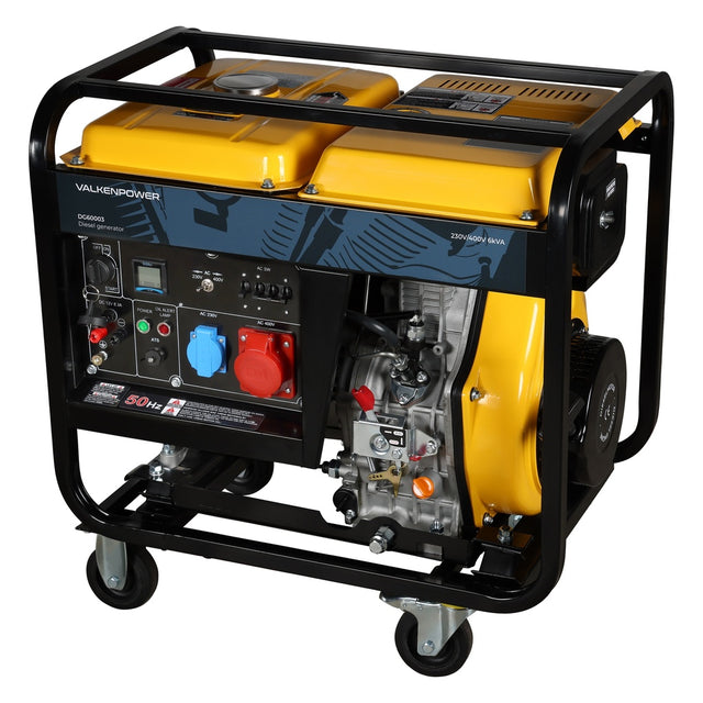 Valkenpower diesel generator 5kW in heavy-duty metal frame with control panel and wheels – toprools.com.