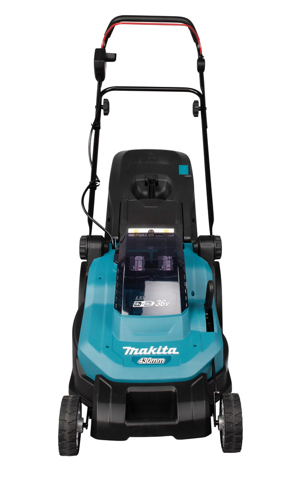 Makita Akku-Rasenmäher 2x18 V mit Kunststoffdeck & Komplett-Set - DLM432PT2