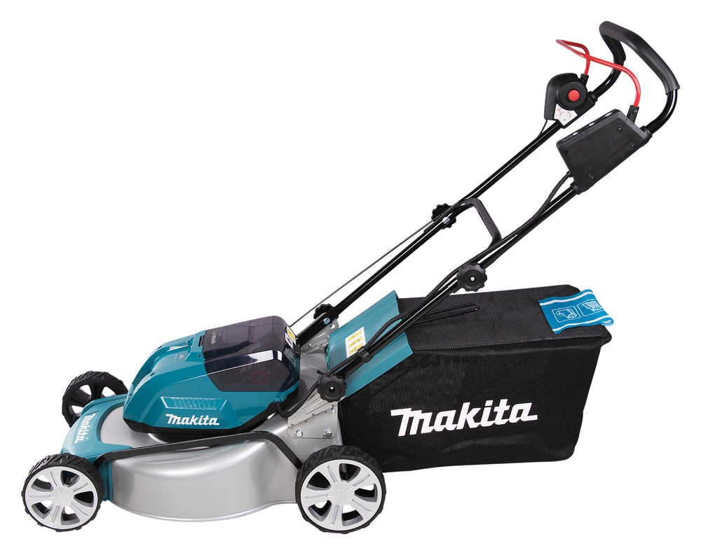 Makita Akku-Rasenmäher 2x18 V mit Stahldeck und 46 cm Schnittbreite - DLM463PG4