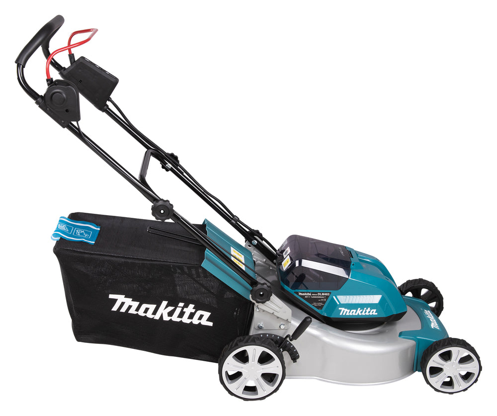 Makita Akku-Rasenmäher 2x18 V mit Stahldeck und 46 cm Schnittbreite - DLM463PG4