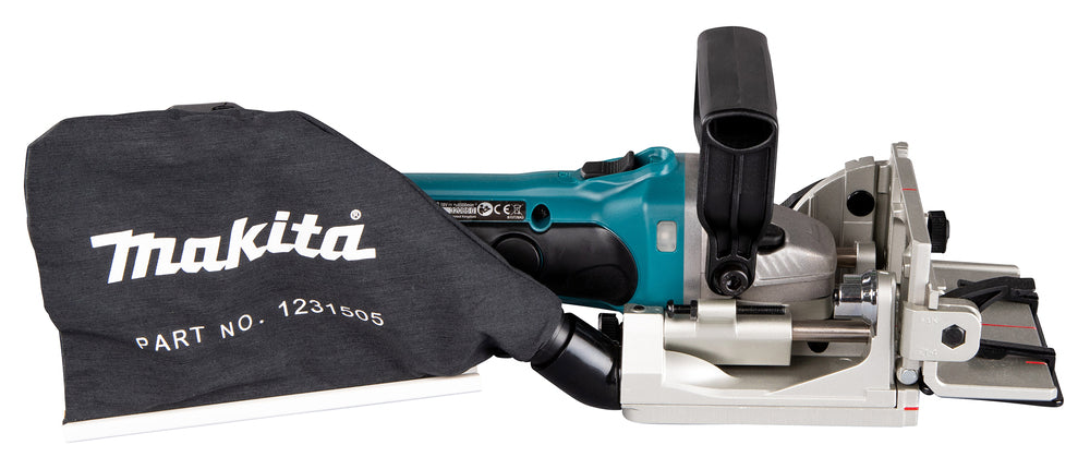 Makita Akku-Nutfräse – 100 mm Fräser, 20 mm Schnittleistung, Tiefeneinstellung & Staubsack - DPJ180RTJ