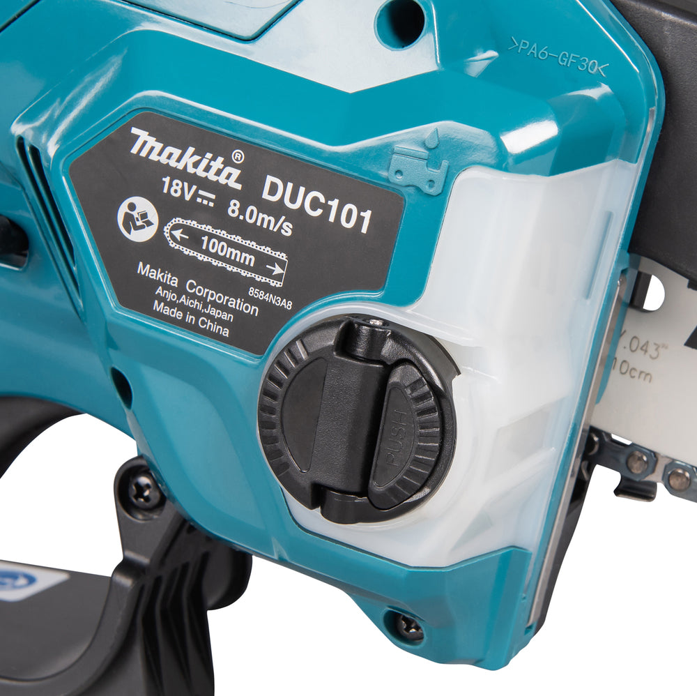 Makita Akku-Astsäge – kompakt, bürstenlos & werkzeuglose Kettenspannung - DUC101RF01