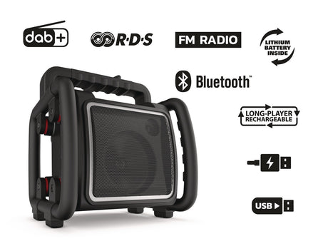 PERFECTPRO TEAMBOX Baustellenradio 11,1 V 230 V – DAB+, Bluetooth, IP65