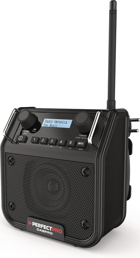 Baustellenradio DABPRO 11,1 V 230 V PERFECTPRO – DAB+, UKW, Bluetooth, IP54