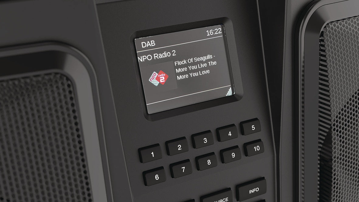 PERFECTPRO Baustellenradio ROCKBULL 11,1 V 230 V – DAB+, Bluetooth, IP65, 2x25 Watt