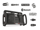 PERFECTPRO Baustellenradio ROCKBULL 11,1 V 230 V – DAB+, Bluetooth, IP65, 2x25 Watt