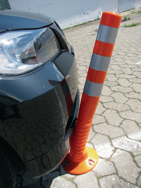 TEMKA Sperrpfosten aus Kunststoff, orange/weiß, Ø 80 mm, Höhe 1000 mm, zum Aufschrauben inkl. Befestigungsmaterial