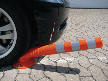 TEMKA Sperrpfosten aus Kunststoff, orange/weiß, Ø 80 mm, Höhe 1000 mm, zum Aufschrauben inkl. Befestigungsmaterial