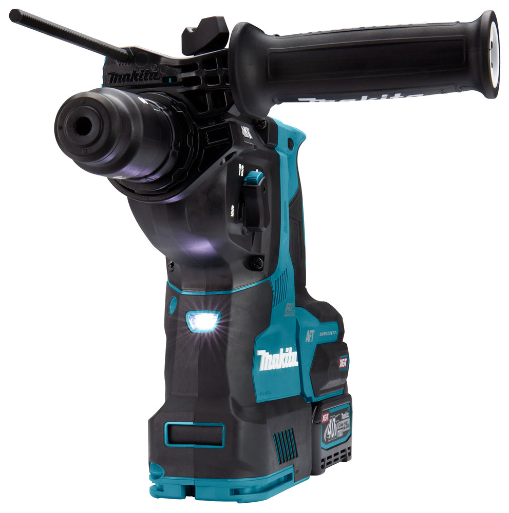 Makita Akku-Kombihammer SDS-MAX – 40V max., inkl. 2x 4,0 Ah Akkus, Ladegerät, MAKPAC & Staubabsaugung DX14 - HR004GM202