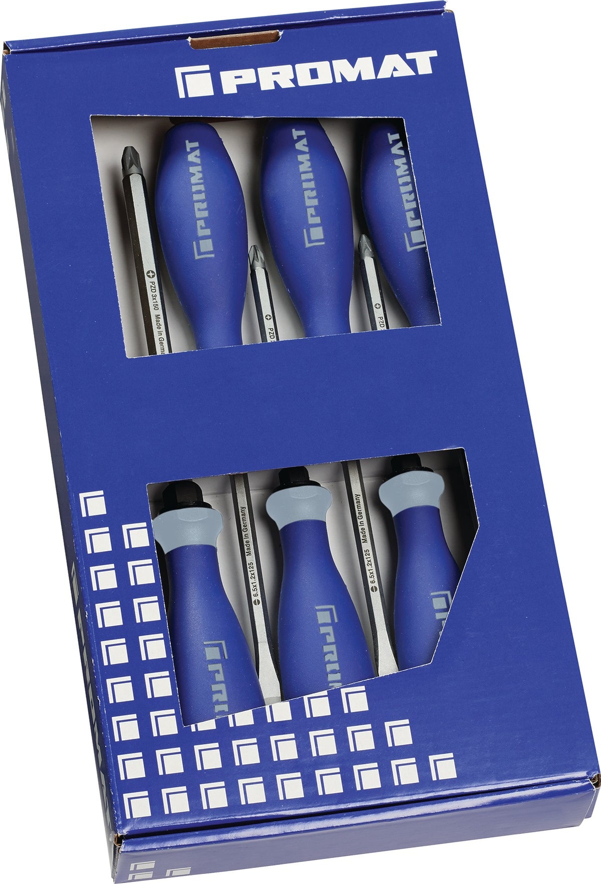 PROMAT Schraubendrehersatz 6-tlg. Schlitz/PH 3K-Griff 6-Kant-Klinge