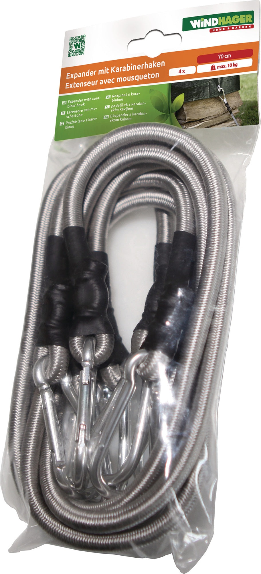 WINDHAGER Expanderseil-Set 4 Expander & 8 Karabiner, 70 cm