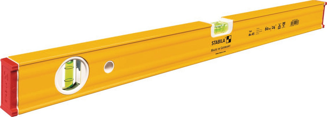 STABILA Wasserwaage 80 AS 30 cm aus Aluminium – gelb, ± 0,5 mm/m Genauigkeit