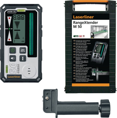 Laserempfänger RangeXtender M50 von LASERLINER – 50 m Reichweite, LCD-Anzeigen, IP 66