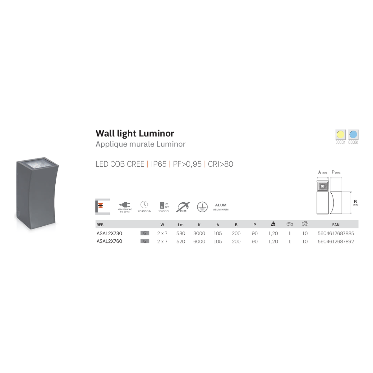 ASLO 6000K Moderne LED Design Außenleuchte 2x7W Outdoor LED - LED Outdoor Wandleuchte