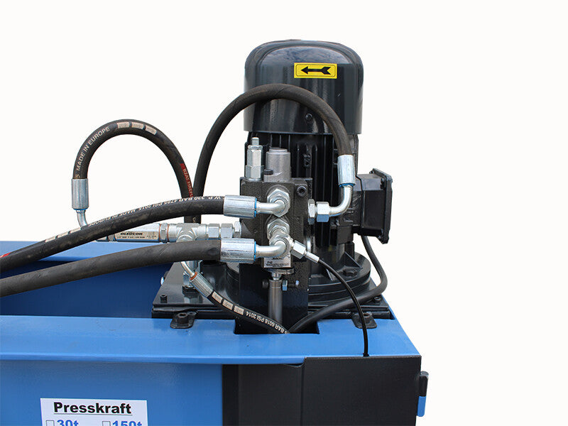 Tigermetal Hydraulische Werkstattpresse 150 Tonnen - mit Dualpumpe, verschiebbarem Hubzylinder - TM00006