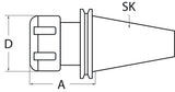TECWERK Spannzangenfutter ER DIN 69871AD SK40 Spann-Ø 1-10mm Auskraglänge 63mm