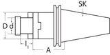 TECWERK Kombiaufsteckfräsdorn DIN 69871AD/B SK40 Spann-Ø 16 mm Auskraglänge 55 mm