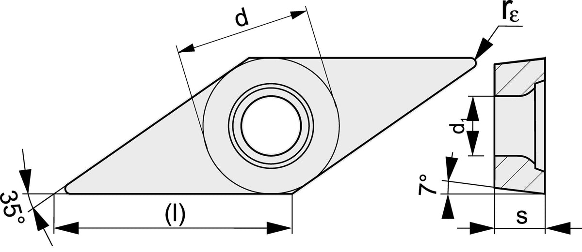 TECWERK Wendeschneidplatte VCGT110304-AL UNI10 für Aluminiumbearbeitung