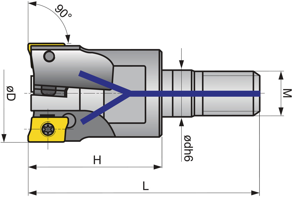 TECWERK Einschraubfräser D.32mm vernickelt mit Innenkühlung Z.5 APKT-10