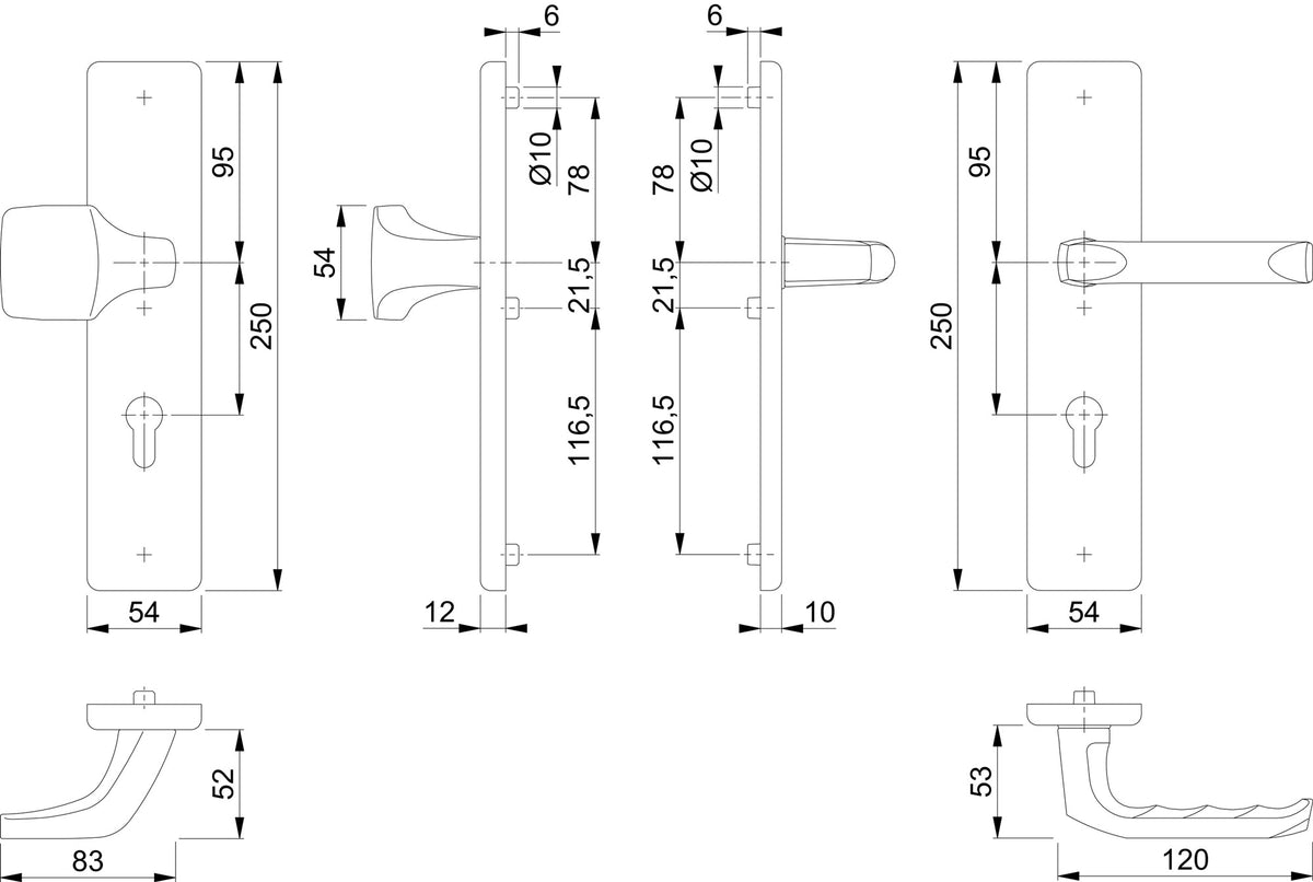 HOPPE Schutzgarnitur London 61G/2221/2210/113 Aluminium F1 für Abschlusstüren, einbruchhemmend nach DIN 18257