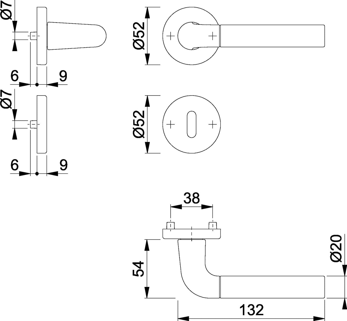 HOPPE Rosettengarnitur Bremen 1505/42KV/42KVS Aluminium verchromt DIN L/R