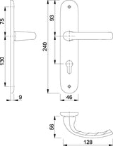 HOPPE Langschildgarnitur Tôkyô 1710/273P Aluminium F1 OB 72 mm DIN L/R