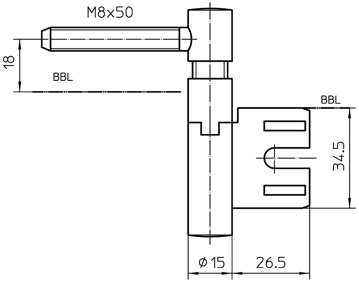 SIMONSWERK Einbohrband V 8550 steigend vernickelt für Holztüren bis 40 kg