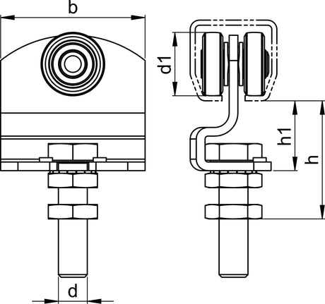 HELM Rollapparat -90 190 für Profil 100, Stahl verzinkt gelb, 30 kg Tragfähigkeit
