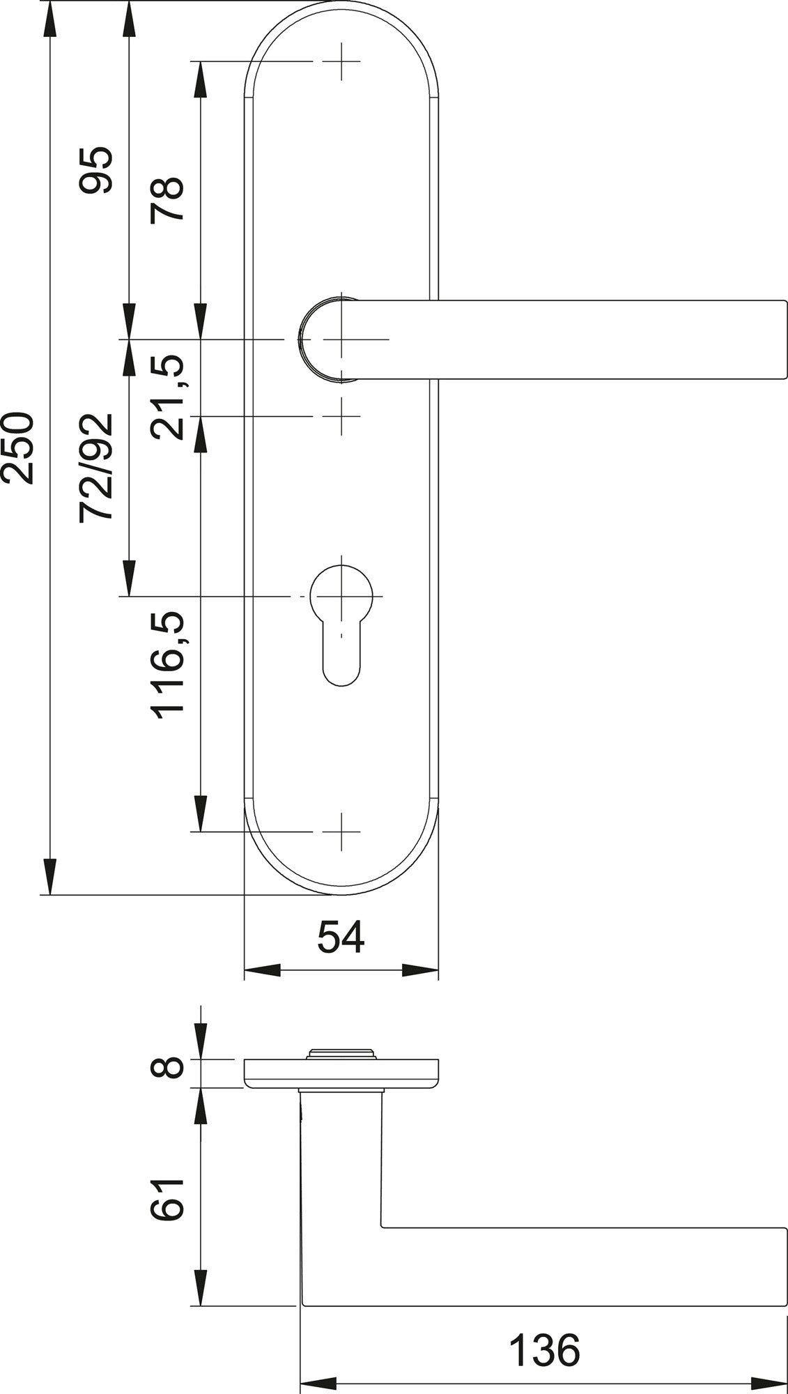 EDI Schutzgarnitur Logo 8745/0272 Edelstahl PZ 72 mm für Türstärke 35-45 mm