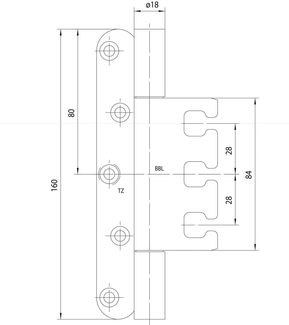 SIMONSWERK Objektband VARIANT VX 7939 VA für gefälzte Türen, 160 kg, DIN L/R