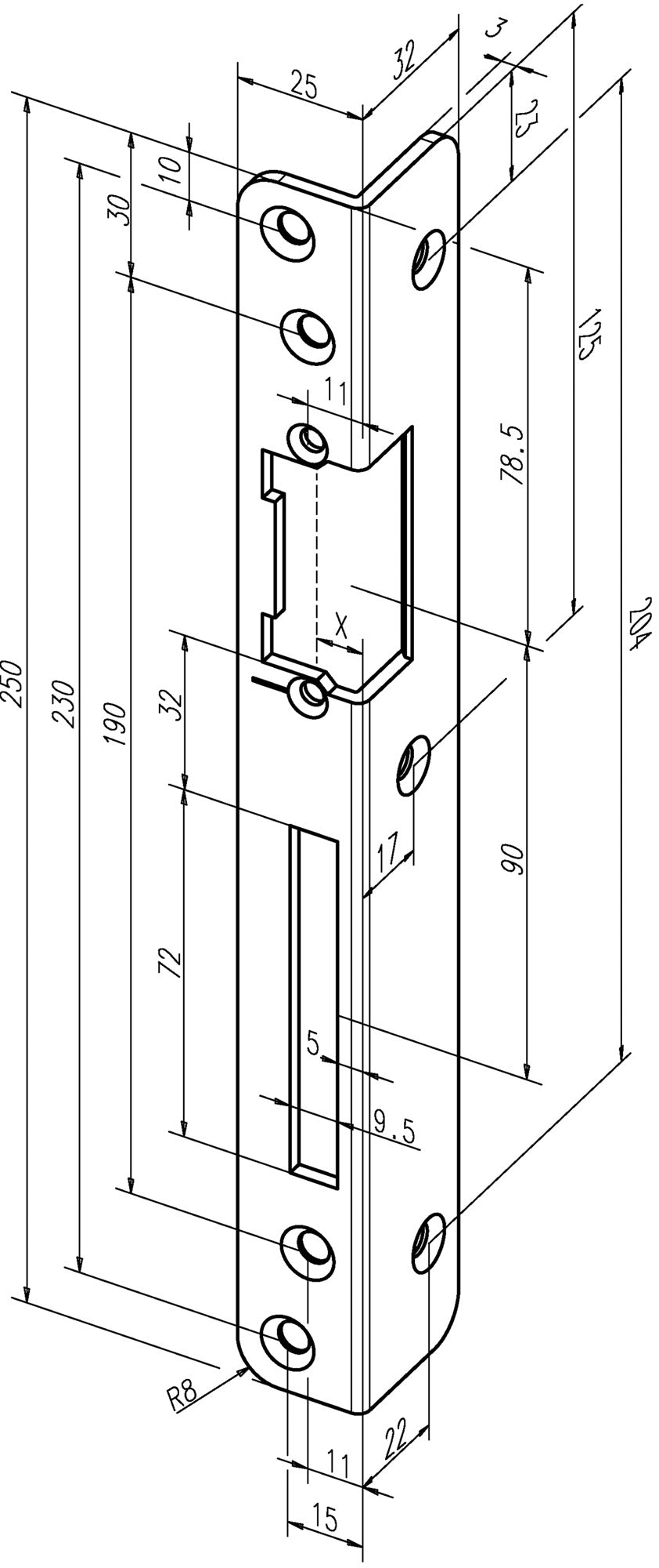 ASSA ABLOY Sicherheitswinkelschließblech 069, 3 mm Stahl dukatengold, DIN links