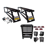 KROFtools 2500kg Set Mobile Hebebühne 90mm flach 9813 - ohne Hydrauliköl geliefert + Werkzeugwagen gefüllt, bestückt mit 160 Teile 8612 - 9813+8612