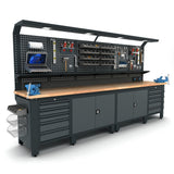 Bullram Profi Werkbank mit Schubladen und Rückwand - 3560x700x1995mm – WBG04