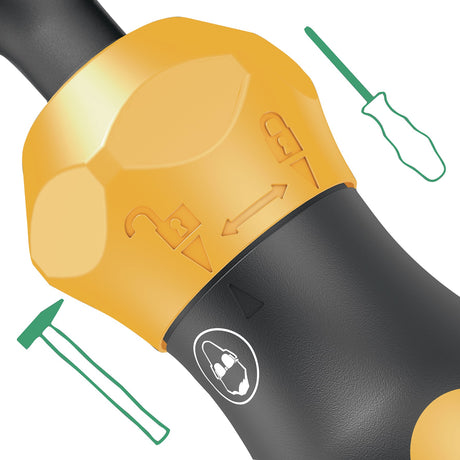 WERA Handgriff Kraftform Plus 921 Schlagschraubendreher mit Schlagkappe und 1/4" Außensechskant