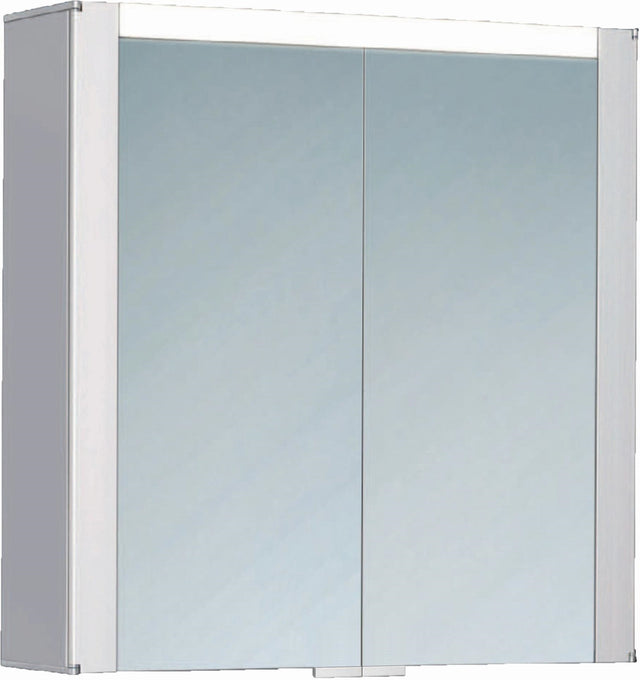 AS Palo LED-Spiegelschrank 63 cm – MDF, Alu-Optik, 2 Spiegeltüren, neutralweiße LED