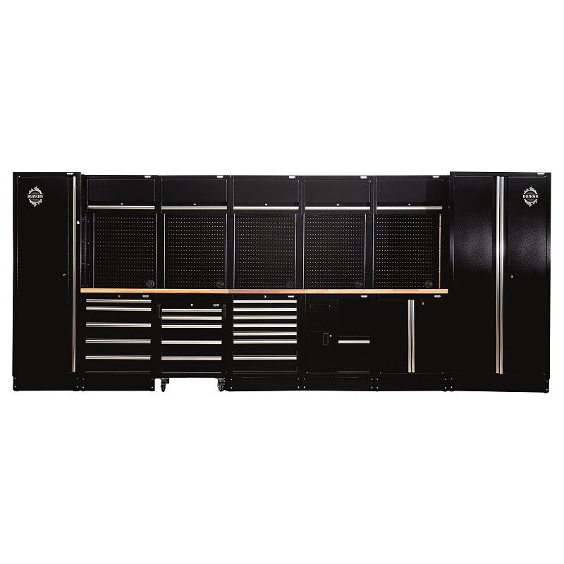 BUNKER Deep - 61cm tiefe Werkstatteinrichtung Set mit Arbeitsplatte aus Massivholz, 25tlg - 561301