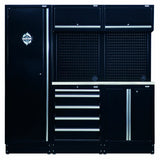 BUNKER 196cm Modulare Werkstatteinrichtung Werkbank mit Edelstahl-Arbeitsplatte - 11-teilig - D04503