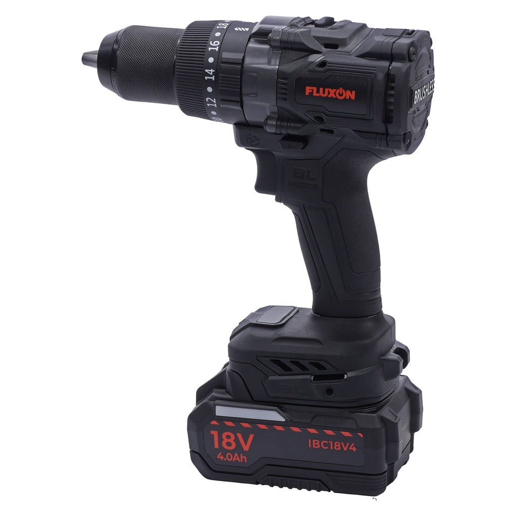Fluxon Kabelloser bürstenloser Schlagbohrmaschine inkl. 1x 4,0Ah 18V Akku + Ladegerät – IDC13MB1A4